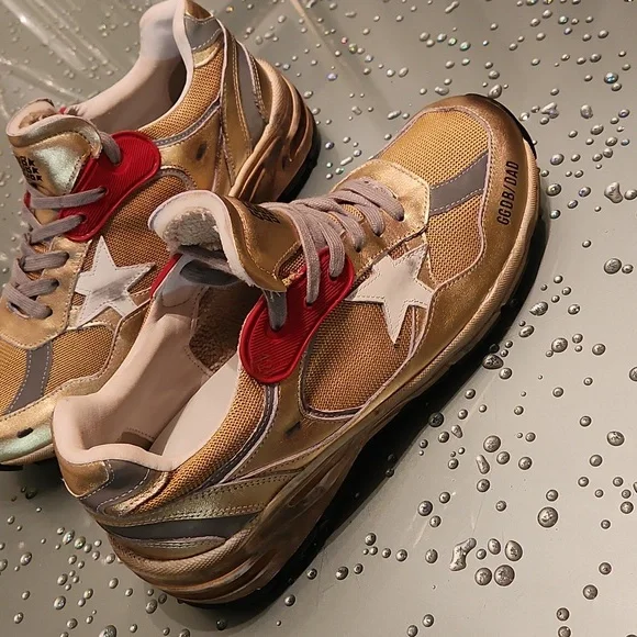 Golden Goose DAD_STAR Authentic Sneakers with Gold & Red Accents - Picture 9 of 9